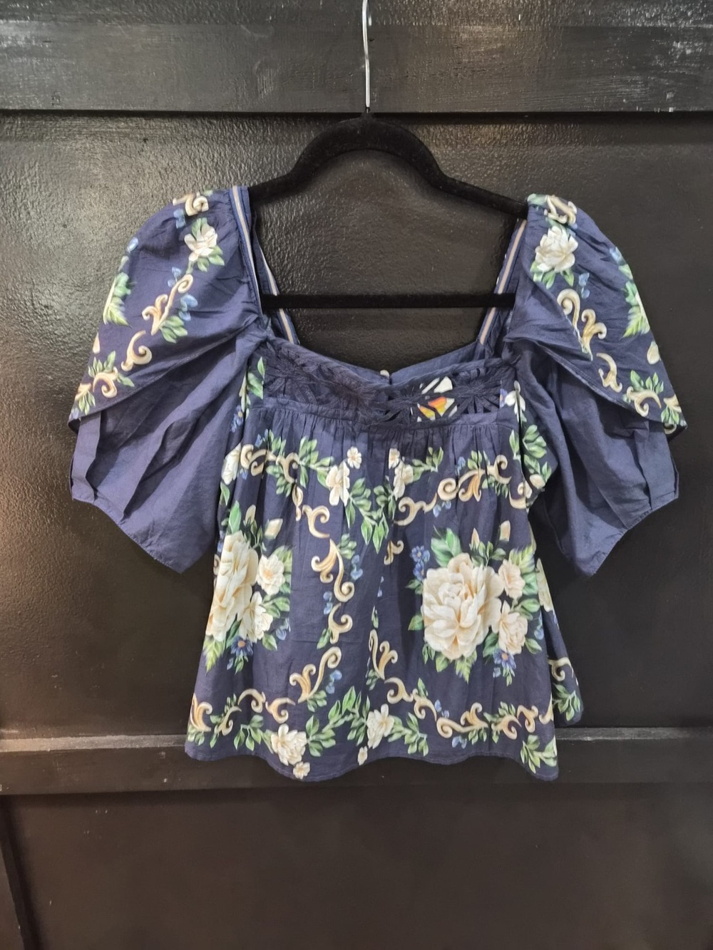 FARM Rio | Navy Floral Top | Size Medium - Picture 2 of 10